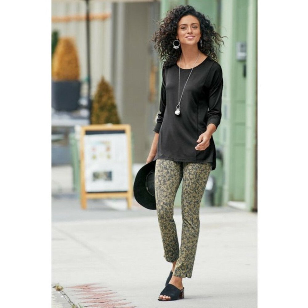 Soft Surroundings blue gold paisley superla pants pull on 2X cotton blend